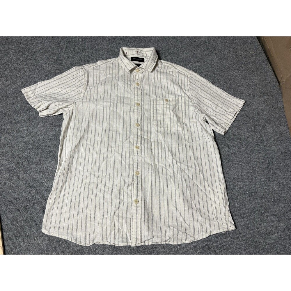 Banana Republic Shirt Mens L White Stripe Short Sleeve Button-Up Casual